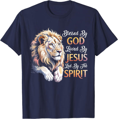 Blessed By God - Loved By Jesus Christian Lion T-Shirt