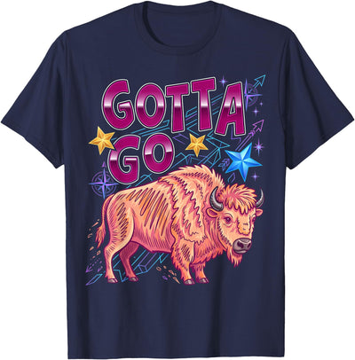 Cow Bison Meme Cute Western Summer Funny Gotta Go Buffalo Retro T-Shirt