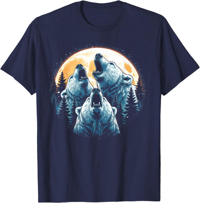3 Polar Bears Howling At The Moon Wolf Animal T-Shirt