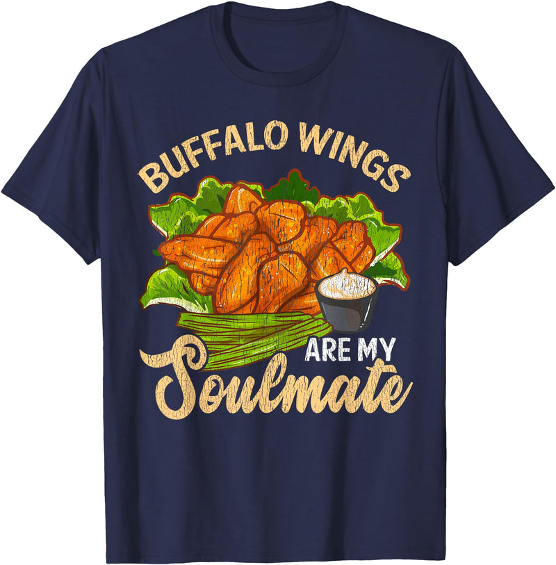 Bonafide Foodies Funny Buffalo Wings Chicken T-Shirt - Navy Blue