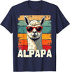 Retro Alpaca and Llama Fan tee for Dads ALPAPA Funny Dad Father's Day Alpaca and Llama Lovers T-Shirt - Navy Blue