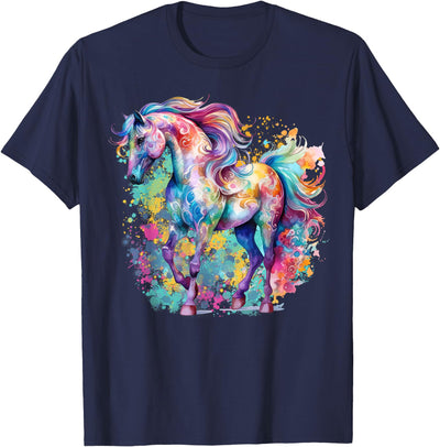 Mandala Bright Colored Arabian Horse Tee Mandala Bright Colored Arabian Horse Flowing Fantasy T-Shirt