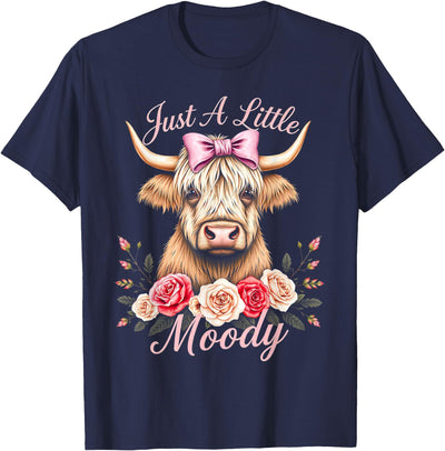 Lgbtq Kids Girls Highland Cow Just a Little Moody Funny Farm T-Shirt