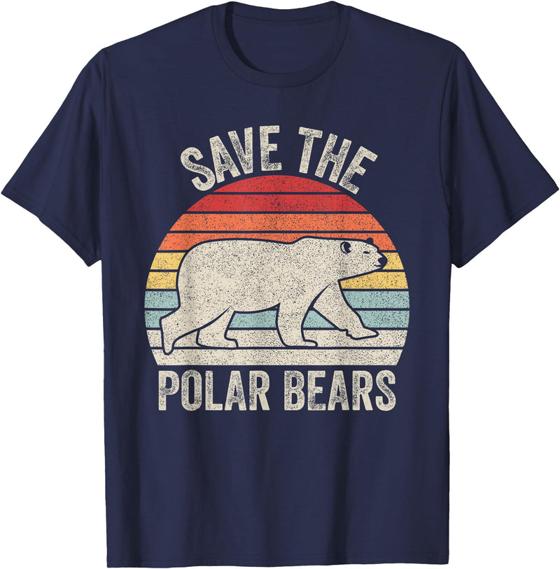 Catch Some Rays Save the Polar Bears Endangered Arctic T-Shirt - Navy Blue