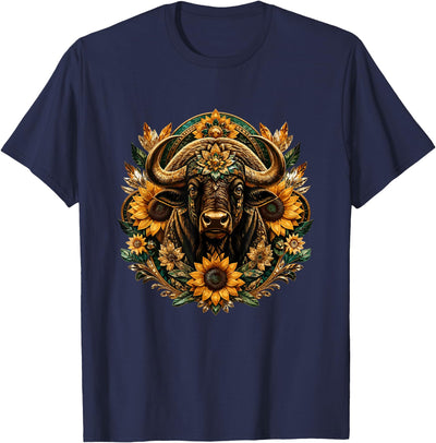 Cow Rustic Buffalo Sunflower Western Boho Majestic Buffalo T-Shirt