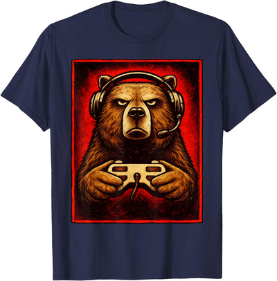 Gamer Bear Graphic Funny Gaming Animal Grizzly Bear Costume T-Shirt