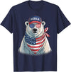 Retro Merica Polar Bear USA July Fourth Polar Bear 4th of July US American Flag Patriotic T-Shirt - Navy Blue