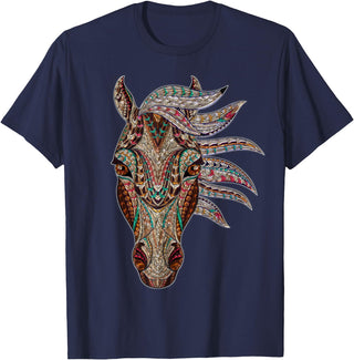 Horse Art Studios Horse Tribal Abstract Art Native American Style T-Shirt - Navy Blue