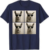 Retro Llama Portrait with Sunglasses Funny Llama Lover Cute Llama Photo Booth T-Shirt - Navy Blue