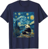 Bear Designs. Cute Panda Bear Van Gogh Style Starry Night Graphic T-Shirt - Navy Blue