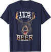 Hunted Apparel It's Always Beer Season Bear Deer Beer Funny Hunter Hunting T-Shirt - Navy Blue