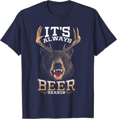 It's Always Beer Season Bear Deer Beer Funny Hunter Hunting T-Shirt