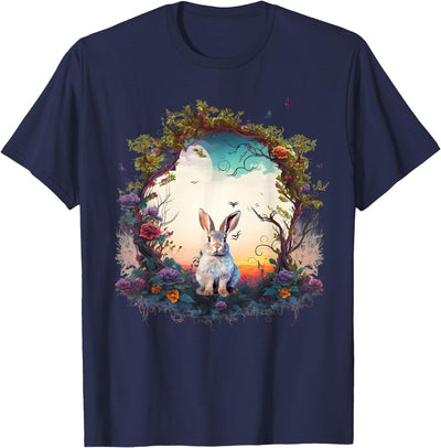 Woodland Rabbit Floral Wreath Fantasy Tee
