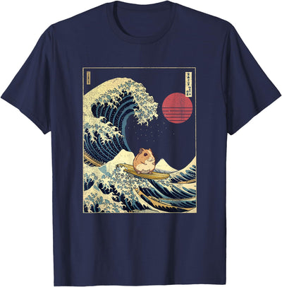 Hamster Kanagawa Wave Funny Surf Animal T-Shirt