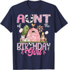 Famer Pink Cow Birthday Matching Tees Aunt Of The Birthday Girl 1St Birthday Pink Cow Farm T-Shirt - Navy Blue