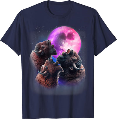 Cow Bison Howling at the Moon Funny American Buffalo Lover T-Shirt