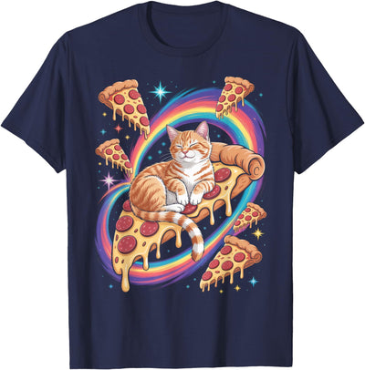 Kitten Space Funny Cat Boys Girls Kids Women Men Kawaii Cat Space Planets Alien Pizza Space Cat Astronaut T-Shirt