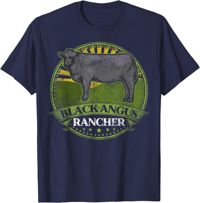 Black Angus Rancher Cow Meat Steak Cattle Bull Farmer Fun T-Shirt