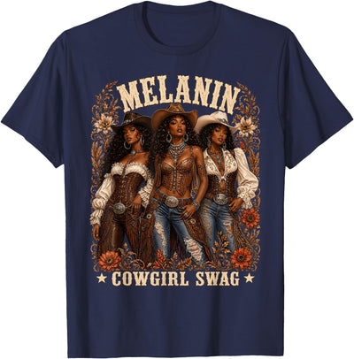Cowgirl Apparels Women Melanin Cow Girl Cowgirl African T-Shirt