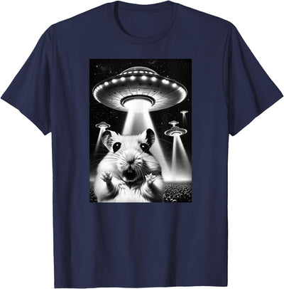 Hamster UFO | Funny Invasion Meme Alien Hamster UFO Selfie T-Shirt