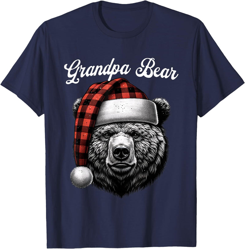 Family Matching Christmas Bear Outfits for Family Grandpa Bear Christmas Red Buffalo Family Matching Christmas T-Shirt - Navy Blue