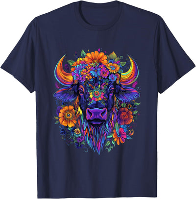 Cow Aesthetic American Buffalo Cute Buffalo Women Girls T-Shirt