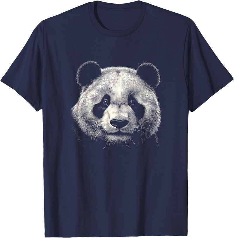 Panda Lover Theme Designs Panda Bear Face Graphic Art Design T-Shirt - Navy Blue