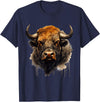 Safari Animal Art Buffalo Animal Print Portrait Bison Nature Artwork T-Shirt - Navy Blue