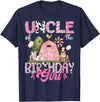 Famer Pink Cow Birthday Matching Tees Uncle Of The Birthday Girl 1St Birthday Pink Cow Farm T-Shirt - Navy Blue