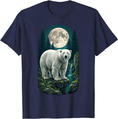 Polar Bear Full Moon Night Forest Wildlife Nature Lover T-Shirt