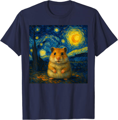 Hamster Starry Night Van Gogh Art for Men Women Kids T-Shirt