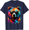 Funny Colorful Bear Lover Wildlife Colourful Bear with Sunglasses T-Shirt - Navy Blue