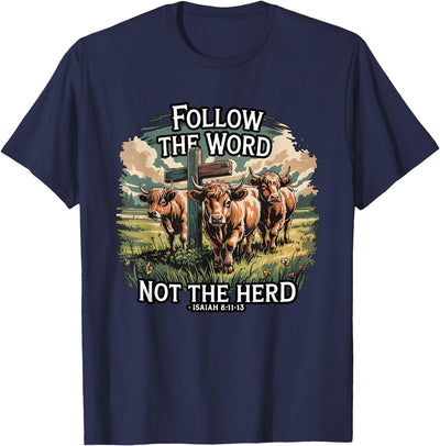 Highland Cow Bible Verse Western Farm Faith Follow the Word T-Shirt