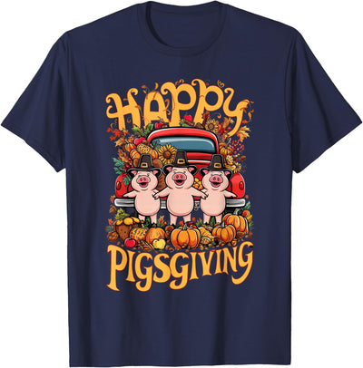 Happy Pigsgiving Pigs Pumpkins Fall Thanksgiving T-Shirt
