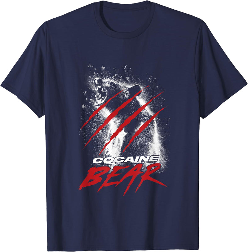 Cocaine Bear Bear Claw Poster T-Shirt - Navy Blue
