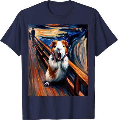 Expressionist Scream Parody Funny Painting Art Guinea Pig T-Shirt