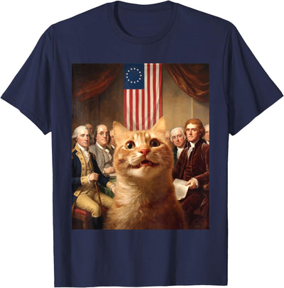 The Liberty Threadworks Co. Cat Selfie 1776 American History Cat Lover T-Shirt