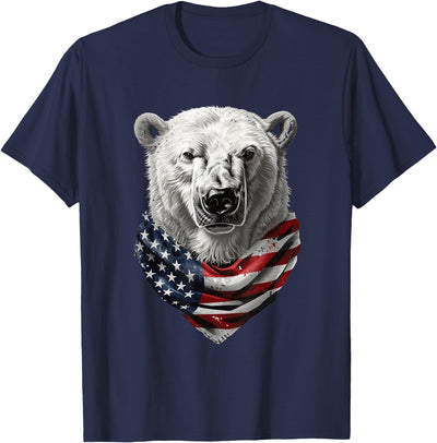 Polar Bear Patriotic USA Aesthetic Polar Bear 4th Of July Patriotic USA Kids Boys Girls Women T-Shirt