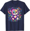 Vibrant Colorful Teddy Bear Illustration Rainbow Splash Teddy Bear T-Shirt - Navy Blue
