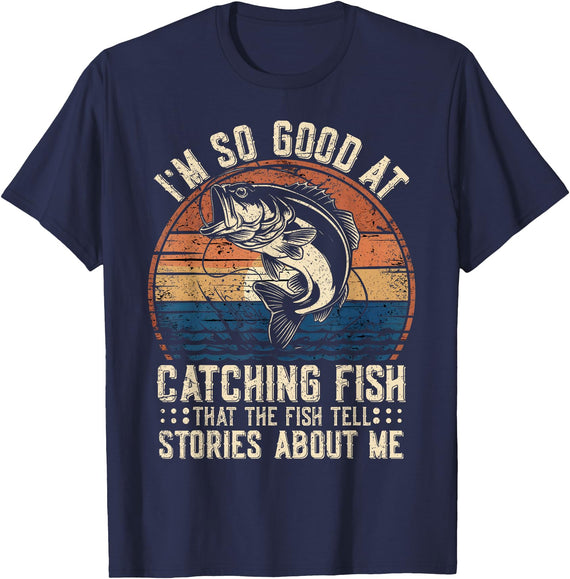 Funny Fisherman Fish Saying Mens Fishing Funny Fisherman Bass Fishing Jokes Fish T-Shirt - Navy Blue