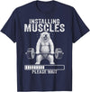 Funny Polar Bear Fitness Deadlift Workout Installing Muscles Please Wait Polar Bear Gym T-Shirt - Navy Blue