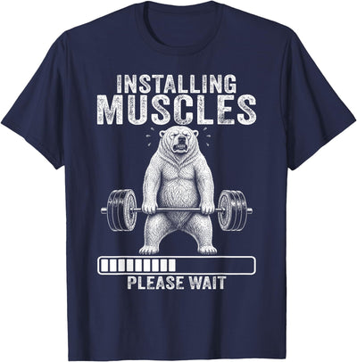 Installing Muscles Please Wait Polar Bear Gym T-Shirt