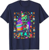 Zombie Holding Birthday Cake Halloween Birthday Horror Party T-Shirt - Navy Blue