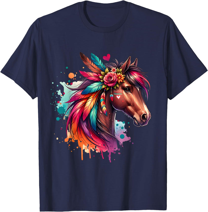 Unique Horse Gifts for Horse Lovers Horses Girls Women Rider Riding Horse Lovers Horse T-Shirt - Navy Blue