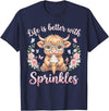 Funny Highland Cow And Summer Ice Cream Tee Life is Better with Sprinkles Highland Cow Ice Cream Summer T-Shirt - Navy Blue