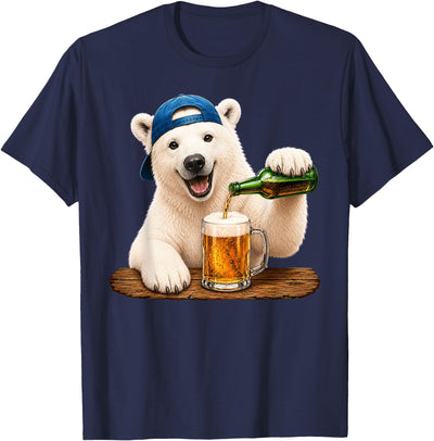 Polar Bear Drinking Beer Funny Animal Meme Lovers Men Women T-Shirt