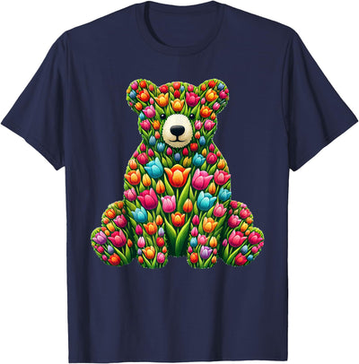 Tulip Bear Flower Gardening Floral T-Shirt