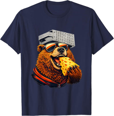 Retro Bear Eating Cheese with a Grater Hat T-Shirt