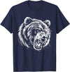 Angry Grizzly Bear T-Shirt - Navy Blue
