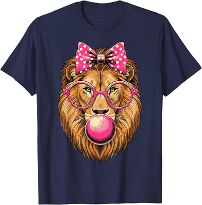 Lion with Bubble Gum and Pink Bow T-Shirt